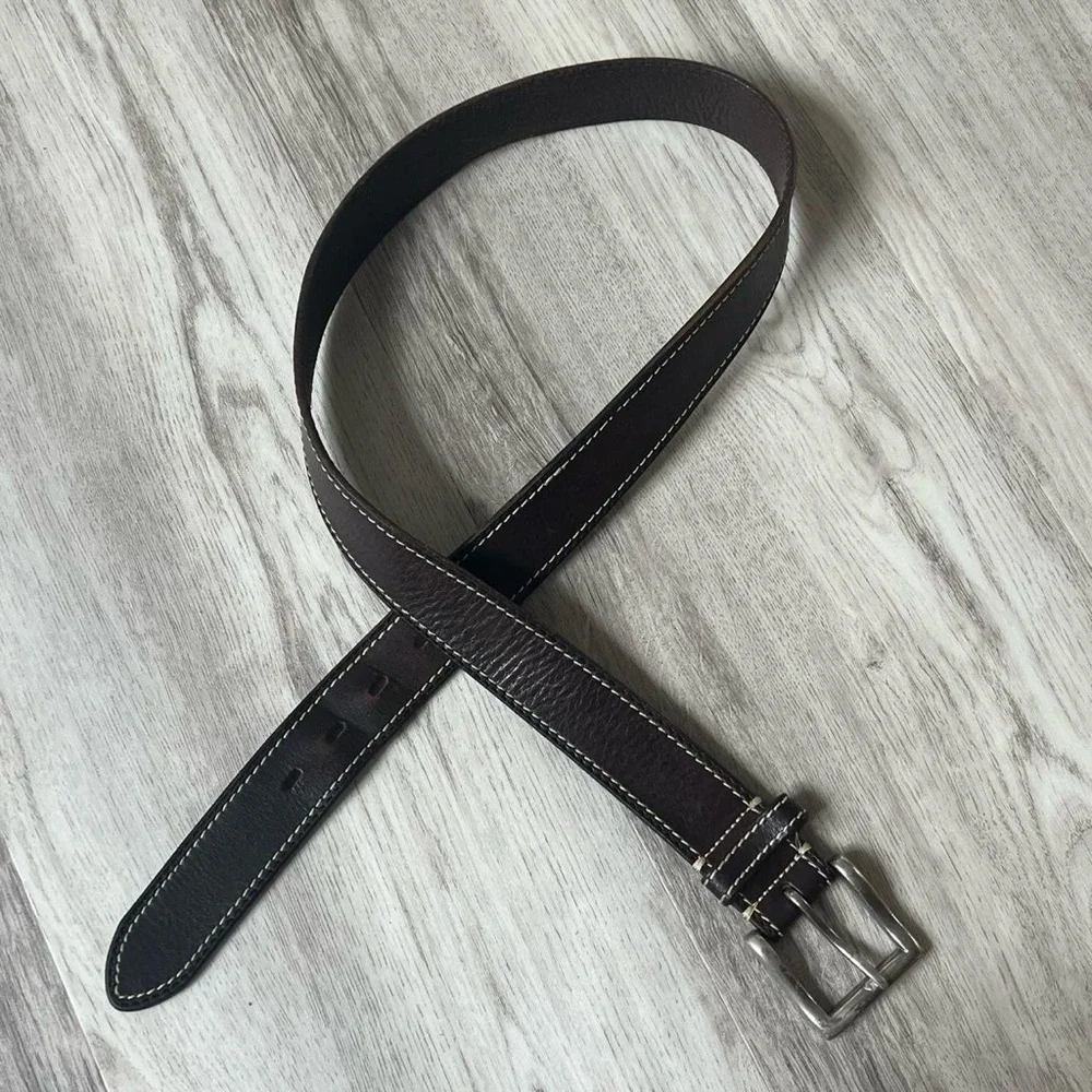 Men's Brown Argentinian Leather Contrast Stitch Belt